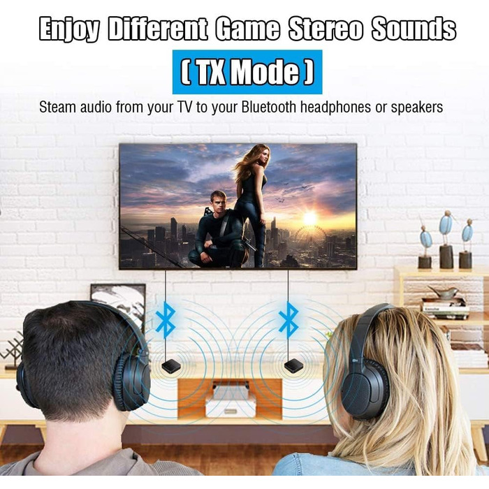 Bluetooth передавач/приймач 2-в-1, адаптер 5.0, HD, низька затримка, для TV, PC, навушників, динаміків, авто радіо (KN321)