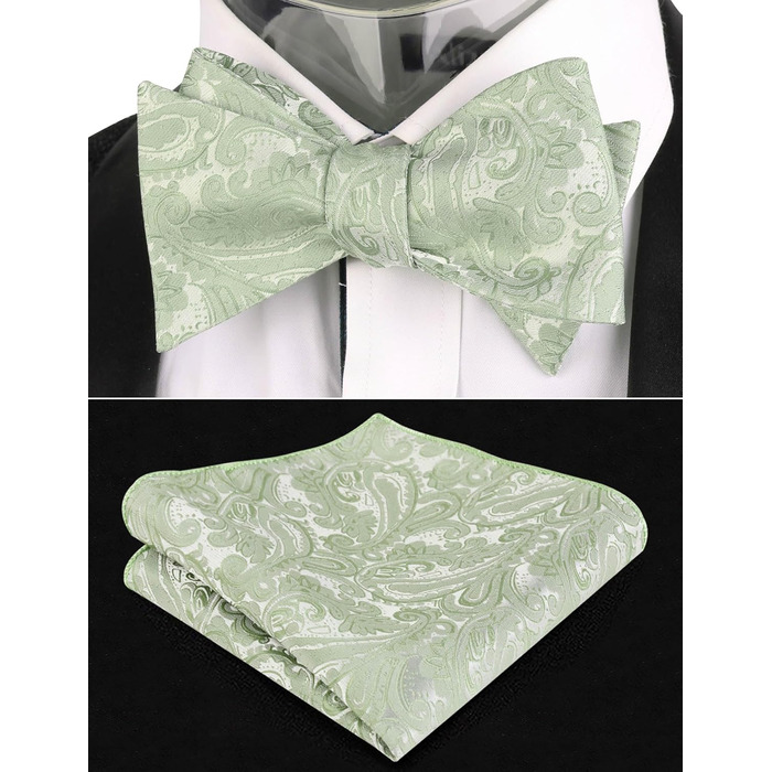 Чоловіча краватка-метелик Alizeal Retro Paisley з хустинкою, блакитна (універсальний розмір, 176-Salbei Grün)