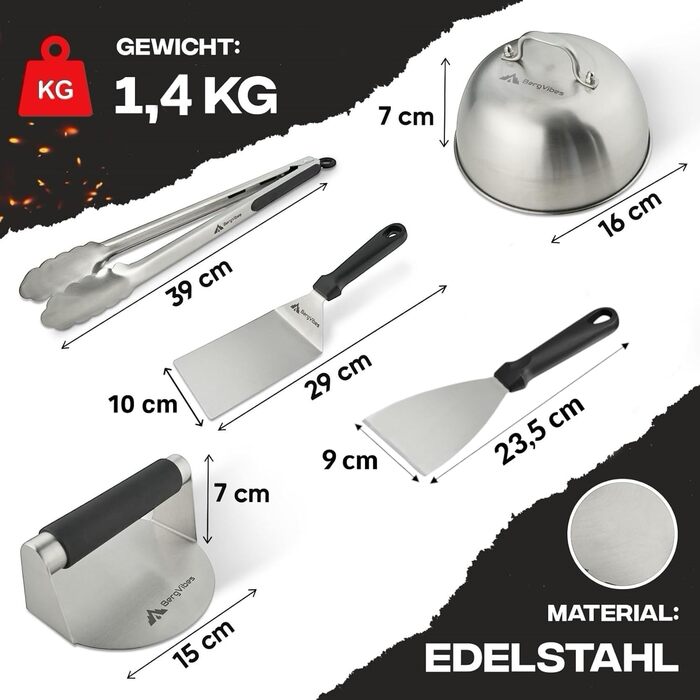 Набір для приготування Smash Burger Bergvibes (6 предметів) з нержавіючої сталі