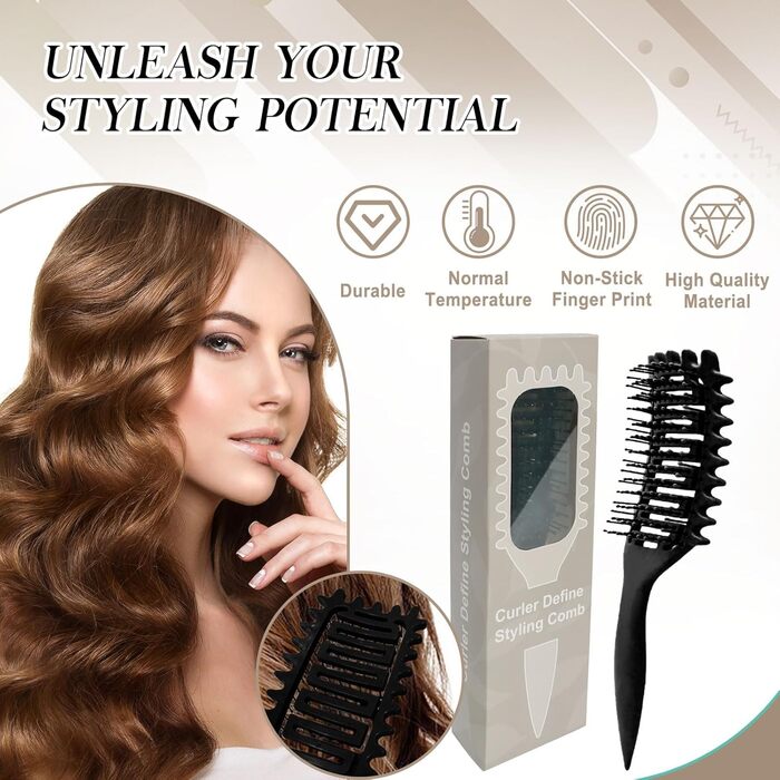 Щітка для кучерявого волосся: формування та визначення кучерів. Чорний колір
