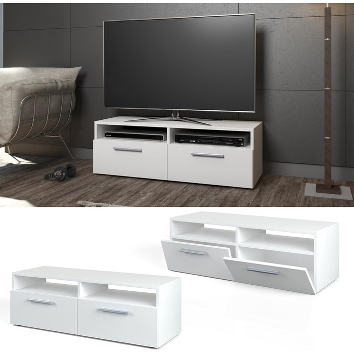 Тумба під телевізор Vicco Diego, білий глянець, 95x38 см