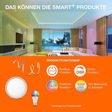 LEDVANCE Smart LED Bathroom Light white, 1200LM, 3000-6500K, 300mm x 70mm, IP44, Orbis Bath Wall Light, bathroom light with Wifi technology, dimmable, controllable via app and voice assistants