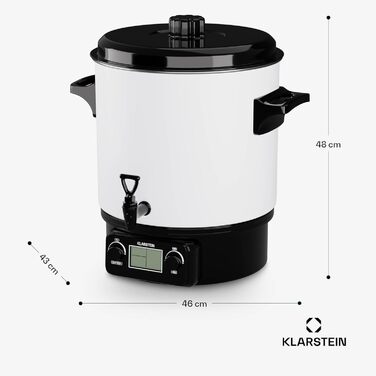 Klarstein Biggie Small - Canning Machine, Canning Pot, Preserving Pot, Mulled Wine Maker, electric, 16L capacity, 2000 watts, adjustable temperature, timer up to 120 minutes, (White, 27 Liter (digital))