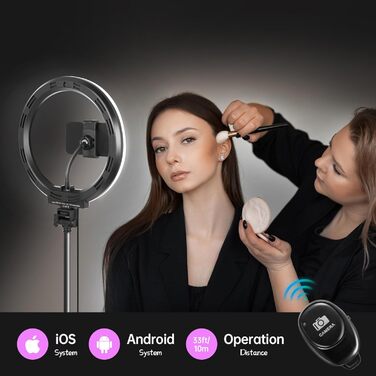 MICCYE кільцева лампа з штативом 10 дюймів RGB, загальна висота 180 см, для відео, макіяжу, фотографії