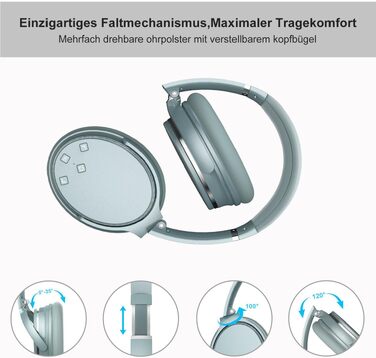 Бездротові навушники Srhythm NC25 з активним шумозаглушенням (ANC), Bluetooth, Hi-Fi звук, глибокий бас, NFC, вбудований мікрофон, складані (М'ятно-зелений)