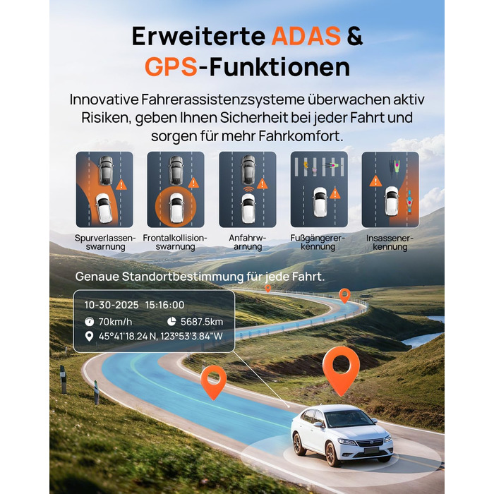 Автомобільний відеореєстратор 70mai A810S 4K з HDR, нічним баченням STARVIS 2, ADAS та карткою пам'яті 128ГБ, 24/7 моніторинг паркування