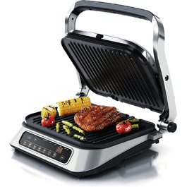 Arendo Electric Grill with Digital Control - 1900W Multi-Function Grill & Sandwich Maker - Stainless Steel, 7 Programs, Easy Clean