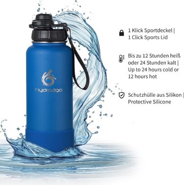 Термофляга Hydro2Go Edelstahl 950 мл з соломинкою, синя - ізольована, BPA-free, не протікає, для спорту та активного відпочинку