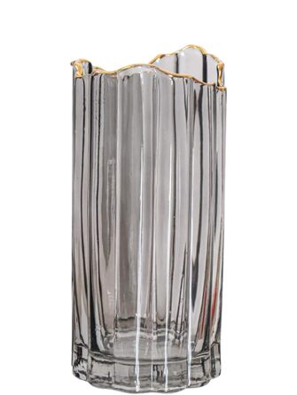 Висока скляна ваза для квітів, велика ваза-циліндр для декору столу (сіра, 12x12x30 см)