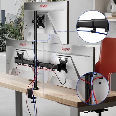 Тримач для моніторів Duronic DM253 на 3 екрани (13-27 дюймів) - Чорний, Регульована висота, кут нахилу, поворот, VESA, до 8 кг