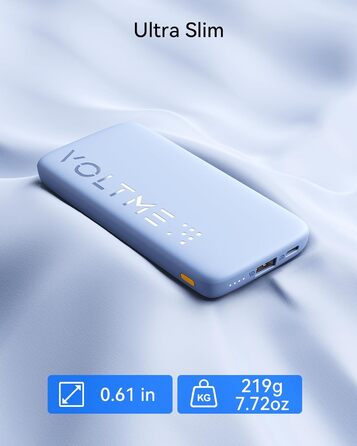 Power Bank VOLTME 10000mAh з USB C та USB A, PD3.0, LED-дисплеєм. Сумісний з iPhone, iPad, Samsung, Huawei, чорний