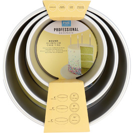 Форми для випічки PME, набір 3 шт, діаметр 15, 20, 25 см, глибина 10 см, сріблясті