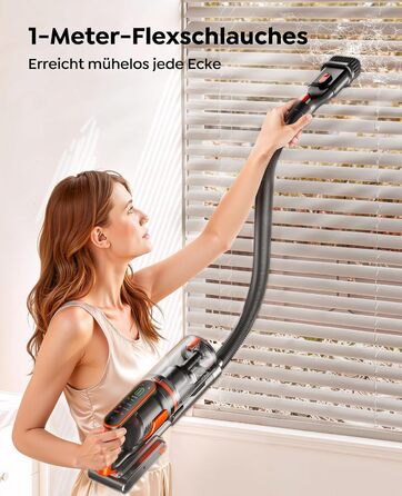 Бездротовий акумуляторний пилосос Fieety 600W з ароматерапією та гнучким з'єднанням, 65 хвилин роботи, для твердих поверхонь, килимів та авто