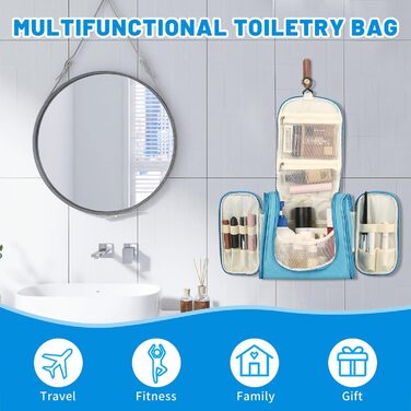 Чоловіча косметичка-органайзер для подорожей з гачком, зелена/блакитна