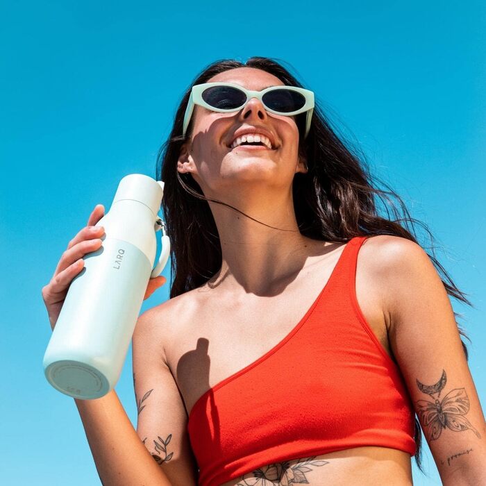 LARQ Bottle Flip Top 500ml - Insulated Stainless Steel Water Bottle with Straw | Reusable Water Bottle for Sports, Gym, and Travel | Keeps Drinks Cold (500 ml, Seaside Mint)