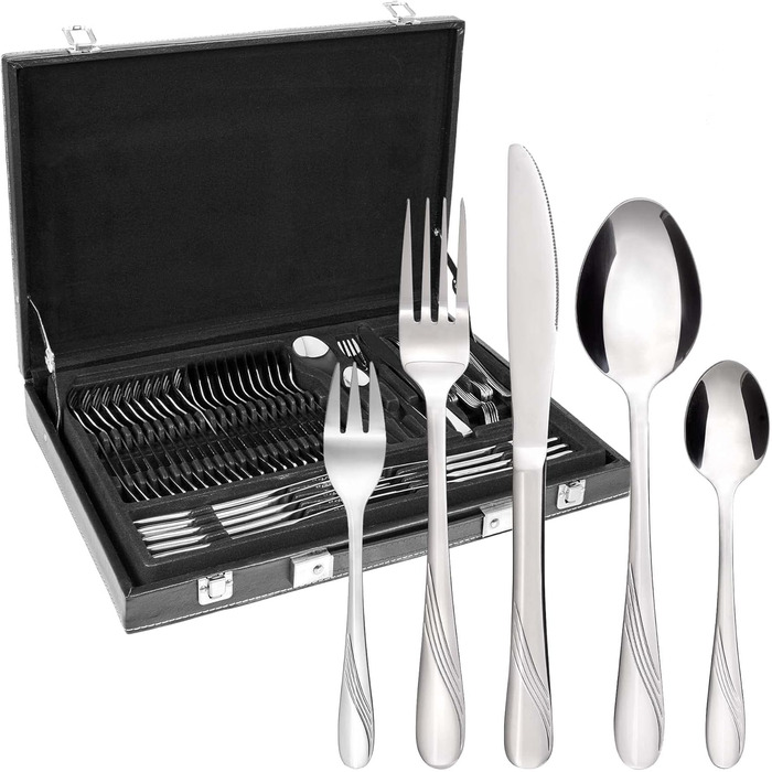 GRÄWE Cutlery Case for 12 People made of Stainless Steel, 60-Piece Cutlery Set, Nickel-Free, Rust-Proof, Hand-Polished, Dishwasher-Safe - Stralsund Series