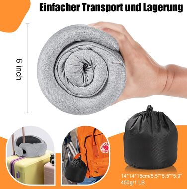 Подушка для шиї з великою капюшоном, Memory Foam, для подорожей, літаків та офісу