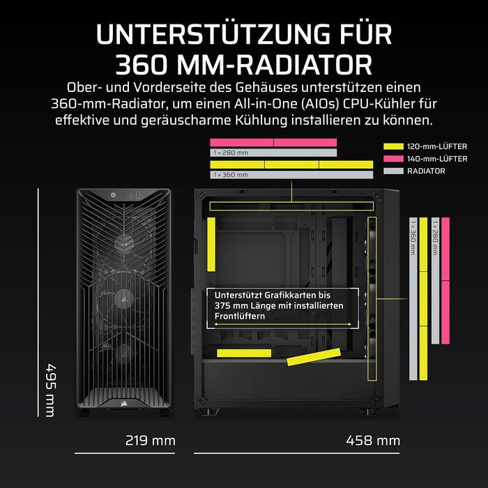 Корпус для ПК Corsair 3200D RS Mid-Tower ATX, чорний