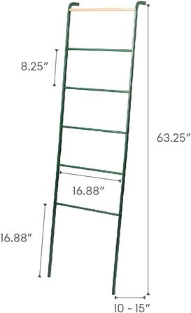 Yamazaki 2813 TOWER Leaning Clothes Rack, Steel/Wood, Minimalist, 45 x 24 x 160 cm (Green (Forest Green), Modern)