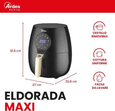 Фритюрниця Ardes Eldorada Maxi AR1K33 - 5л, чорна, з цифровим дисплеєм та таймером