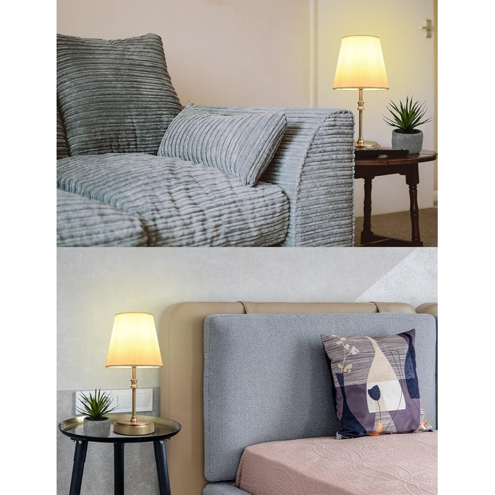 Торшер на тумбочку з сенсорним керуванням, регульована яскравість, 31.5 см, ретро стиль, для вітальні, спальні, нічник, подарунок (срібний)