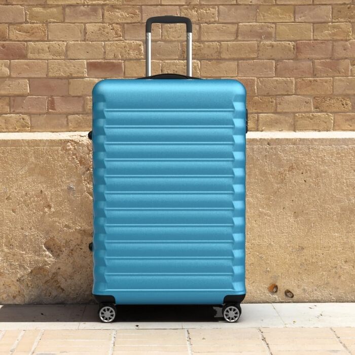 Набір валіз NEWTECK 4 шт. (75см, 63см, 53см, культиватор), ABS, жорсткий, водостійкий, з коліщатами, з замком (Блакитний)