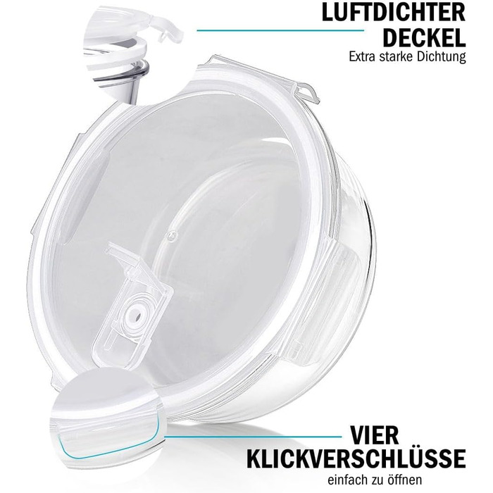 Контейнери для харчування Igluu Glas Frisch - 5 шт + 1 кришка, 840 мл, скло Borosilicate, мікрохвильовка, духовка, морозилка, посудомийка, герметичні