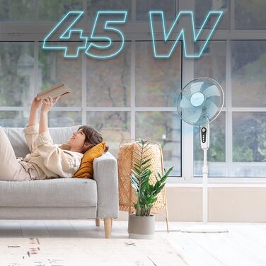 Вентилятор підлоговий Cecotec EnergySilence 515 MaxFlow White 40 см, 45 Вт, 3 швидкості, з коливанням та таймером