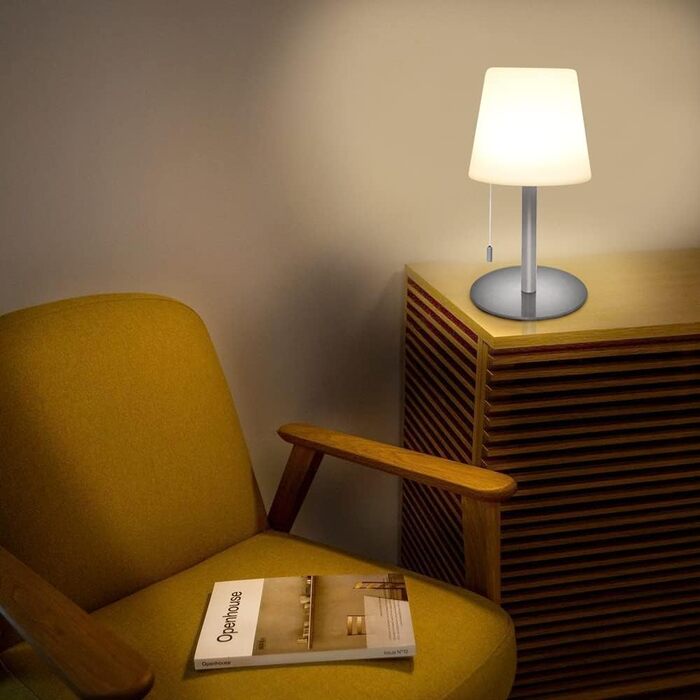 Led настільна лампа uuffoo для дому та саду: акумуляторна, 7 кольорів, USB-C, для спальні, кухні, балкону, кемпінгу (чорна, срібна)