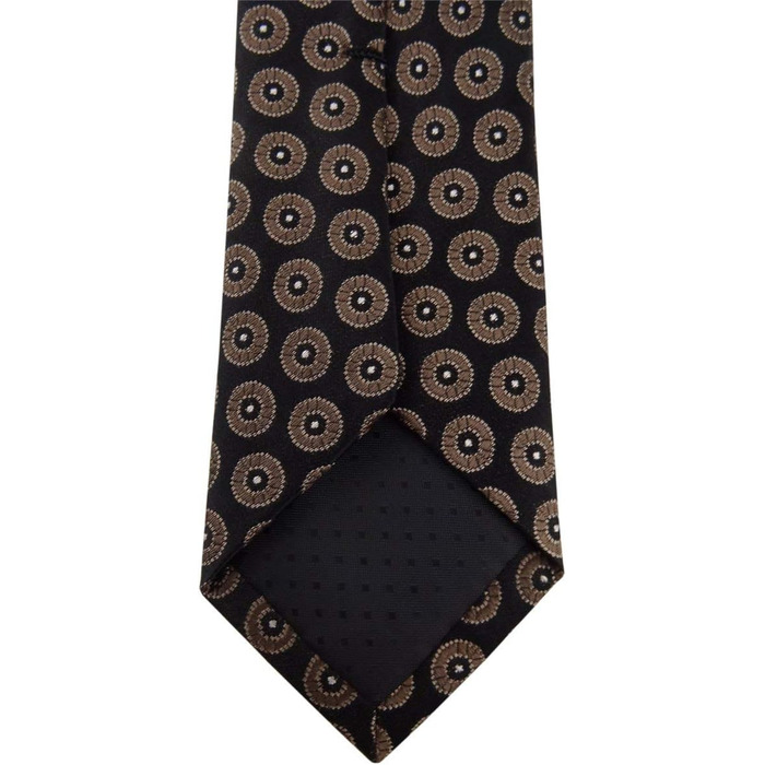 Краватка чоловіча TigerTie вузька шовкова в крапку (темно-коричневий, срібний)