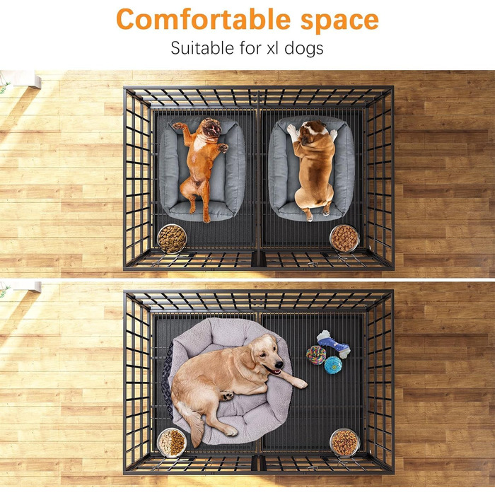 Клітка для собак XL, чорна, з піддоном та перегородкою, 2 в 1, 120 x 73 x 68 см