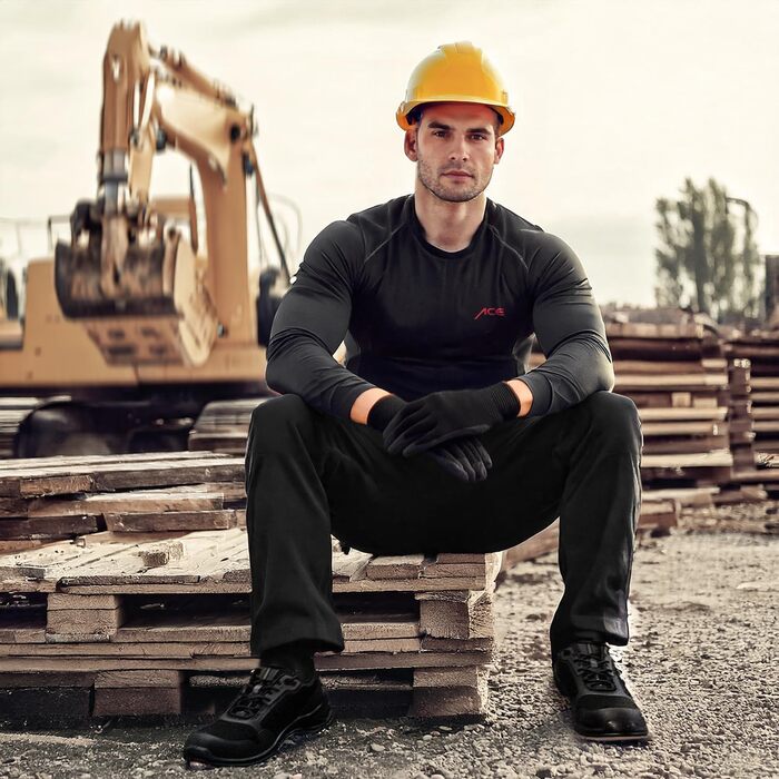 Робочі черевики ACE Constructor S3 - легкі, неслизькі та водонепроникні - захисні черевики для жінок та чоловіків, білі (45 EU, чорний)