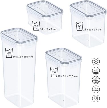 Набір контейнерів WellGro для зберігання продуктів з етикетками, крейдою та мірними ложками. 24 шт. BPA-free, герметичні, з кришкою, миє в посудомийній машині.