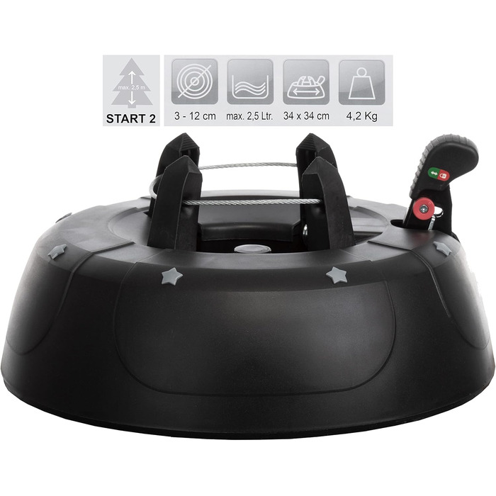 Підставка для ялинки BRANDSSELLER до 2,5 м з механізмом підйому, страхуванням та одним тросом - Зелена