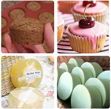 BAKER DEPOT силіконова форма для випікання, 6 осередків, кругла, для мафінів, кексів, хліба, мила, набір 2 шт.