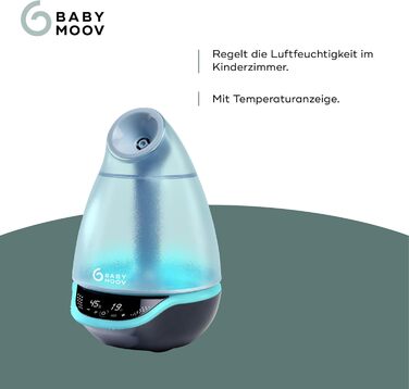 Babymoov Hygro Plus: Цифровий зволожувач повітря з нічним світлом (7 кольорів), автоматичним контролем вологості та розпилювачем для ефірних олій