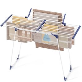 Складана сушарка для білизни KINGBOARD з подвійними крилами, біла, 57 x 162 x 86 см, стійка підставка з протиковзаючими ніжками для дому та вулиці