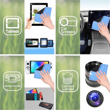 Мікрофіброві серветки для чищення Eco-Fused (5 шт.) - двосторонні - для смартфонів, LCD-телевізорів, планшетів, екранів ноутбуків, об'єктивів камер (17 x 16 см, блакитні)