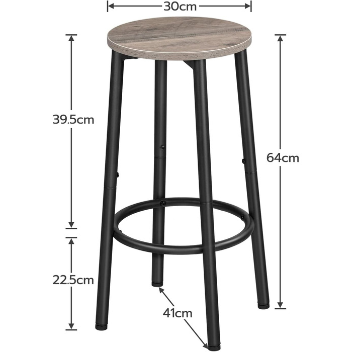 HOOBRO 2-Piece Bar Stool Set with Footrest - Industrial Style Metal Bar Stools for Kitchen, Restaurant, Bar - Vintage Brown & Black