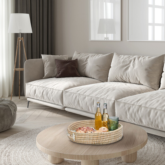 Круглий піднос для сервірування Relaxdays з ручками