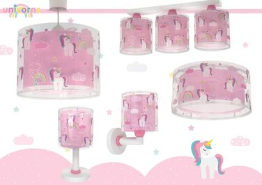 Dalber Ceiling Light for Children, Unicorns, Animals, Unicorns, Children's Room Ceiling Lamp, Pink