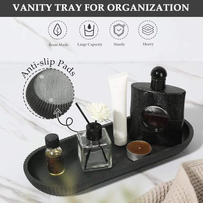 Набір аксесуарів для ванної кімнати KASUNTING, чорний, 5 предметів, штучний камінь