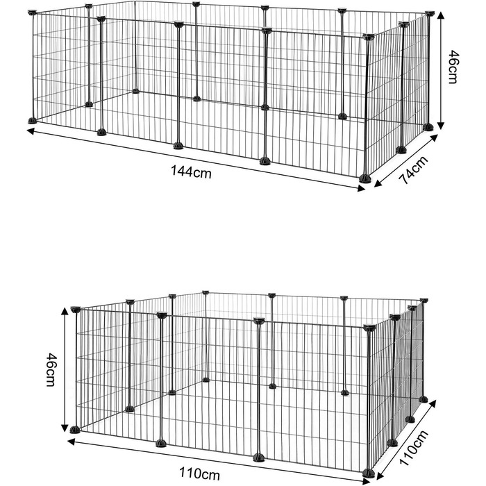 Вольєр для кроликів Lionto: міцний метал, 144x74x46 см, розширюваний, просте збирання та чистка, для дому та вулиці