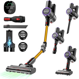 Бездротовий акумуляторний пилосос S9 з гнучким гофрованим всмоктувачем, 45000Pa/500W/45хв, станція зарядки, самостійна підставка, підходить для шерсті тварин, килимів, твердих поверхонь.