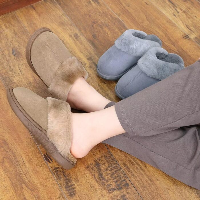 Жіночі домашні тапочки Jiajiale: зручні, пухнасті сліпони для зими з м'якою устілкою та зносостійкою гумовою підошвою (39 EU, Коричневий)