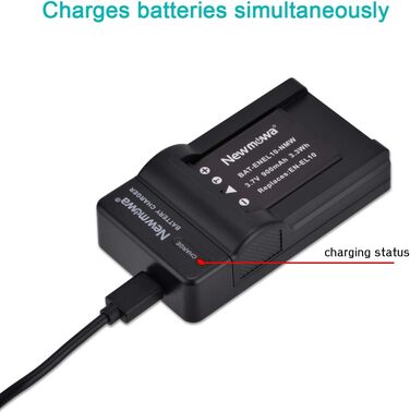 Запасний акумулятор Newmowa EN-EL10 (2 шт.) та портативний USB-зарядний пристрій для Nikon Coolpix S60, S80, S200 та ін.