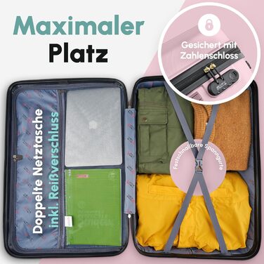 Валіза Hartschalenkoffer Easy Move - ергономічна, безпечна, рожева, 74 см, з коліщатками 360° та кодовим замком