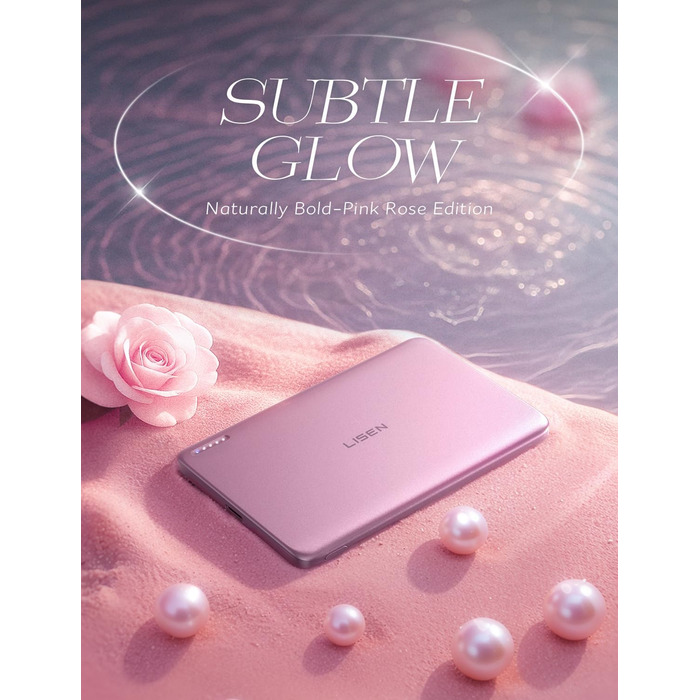Power Bank Magsafe LISEN 5000mAh для iPhone 17/15 Pro/Max/13 - Рожевий, 18W PD USB-C, Slim, Аккумуляторний чохол, Аксесуар