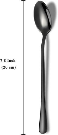 Набір ложок HOMQUEN (8 шт.) з довгим руків'ям: кавові, для коктейлів, чайні, з нержавіючої сталі (срібло)