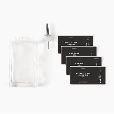 Molimoli Olive Oil Dispenser Bottle for Kitchen, Automatic Dispenser, Glass Thin Bottle Dispenser for Kitchen, Olive Oil Menage | 2-Piece Set - Black